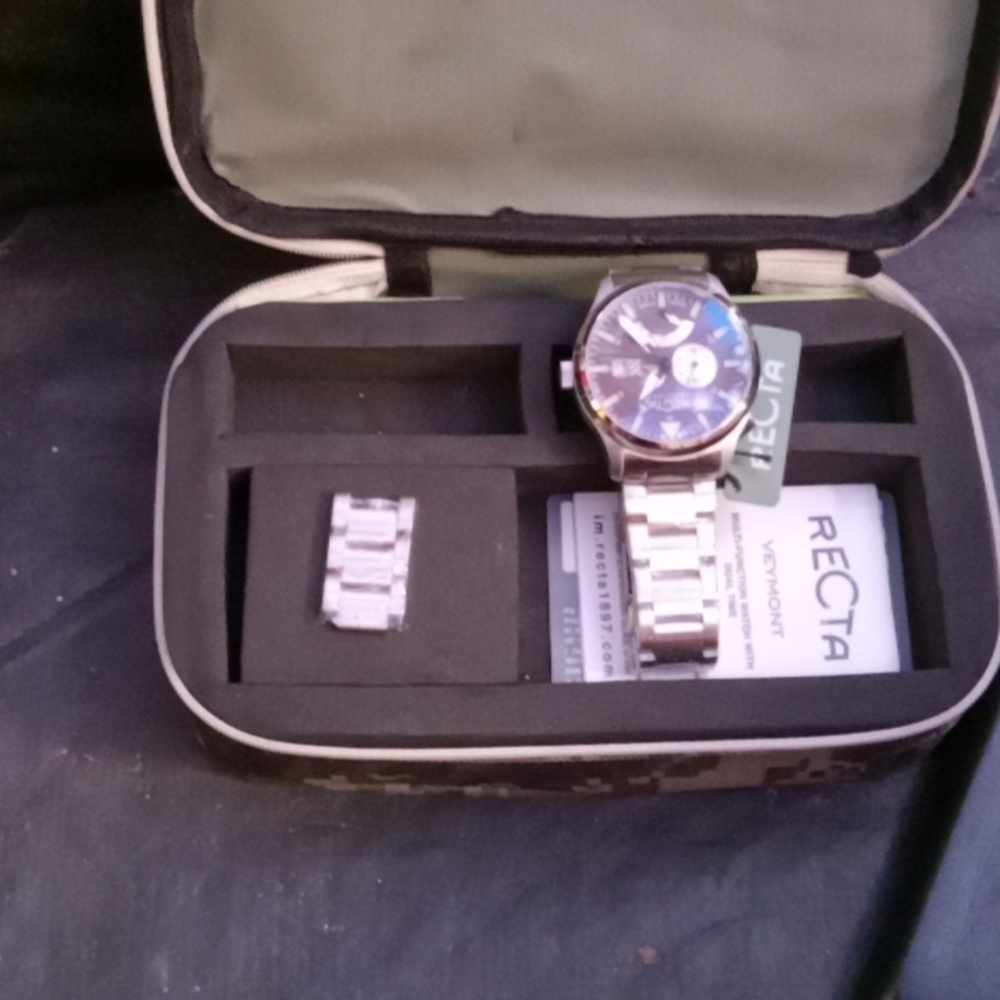Veymont Recta Sterling silver an chrome bezel,face. Retails for $220